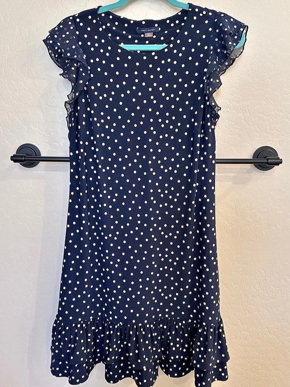 Tommy Hilfiger Polka Dot Ruffle Mini Dress Size 10